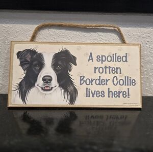 3/$20 Border Collie 'A Spoiled Rotten Dog Lives Here' Hanging Wall Sign Decor